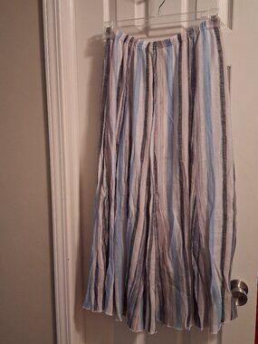 Zac & Rachel Women’s Small Striped Crinkle Maxi Skirt Lined Elastic Waist EUC